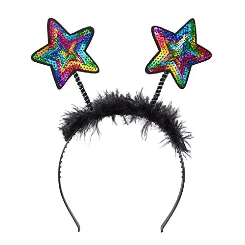Produktbild: Boland - Sterne Tiara mit Pailletten, Haarreif mit Federn, Kopfschmuck, Kostüm, Karneval, Mottoparty, Silvester