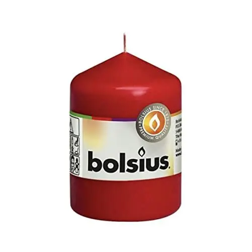 Produktbild: Bolsius Stumpenkerze, Rot, 8 cm, 22 Stunden Brenndauer, Paraffin Wachs, Unparfümiert, Dekoration, Indoor, Minimale Rußentwicklung, RAL-zertifiziert