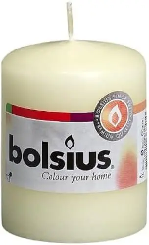Produktbild: Bolsius Glatte Stumpenkerzen - Elfenbein - 10 Stück - 8 cm- Dekorative Haushaltkerzen - Länge Brenndauer 17 Stunden - Unparfümierte