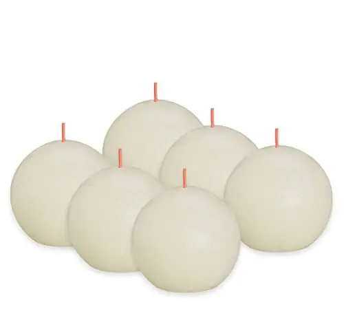 Produktbild: Bolsius Rustik Kugelkerze - Elfenbein - 6 Stück - Ø 7.6 cm - Dekorative Kerze - Länge Brenndauer 25 Stunden - Unparfümierte - Enthält Natürliches Pflanzenwachs - Ohne Palmöl