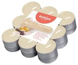 Produktbild: Bolsius True Scents – 18 Teelichter – Vanille – Brenndauer: 4 Stunden – Innendekoration – natürliche Extrakte – mit natürlichem veganem Wachs