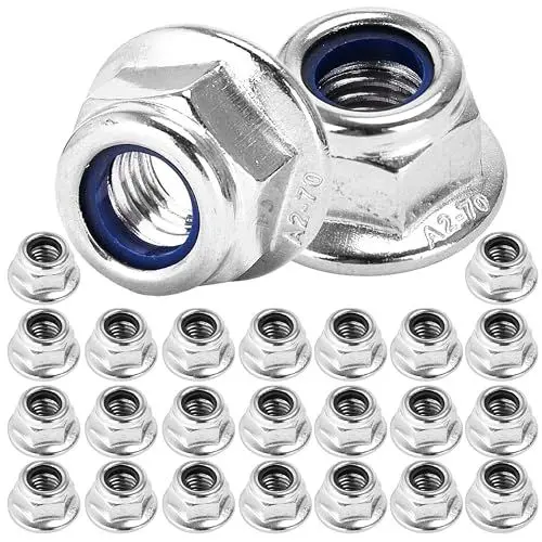 Produktbild: Bolt Dropper A2-70 M8 Muttern Edelstahl DIN 6926 - Selbstsichernde Sechskantmuttern mit Flansch - Nyloneinsatz Sicherungsmutter - Perfekt für eine sichere Verbindung - 25 Stück