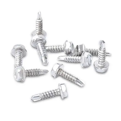 Produktbild: Bolt Dropper Spenglerschrauben mit Dichtscheibe, silber Edelstahlschrauben, Blechschrauben, selbstbohrende Metallschrauben - M4.2 x 16mm