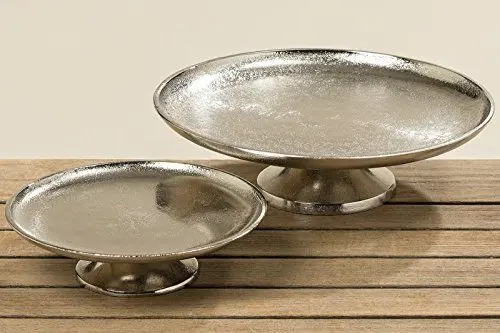 Produktbild: BOLTZE Deko-Teller Silber Teller mit Fuß Schalen 2er- Set