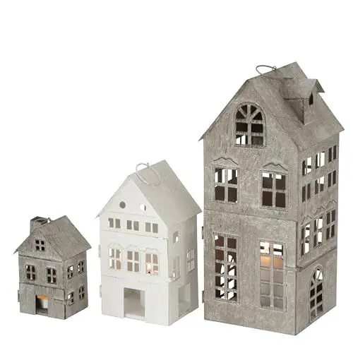 Produktbild: Boltze Laternen Set Firenza (Windlichter 3-teilig, stilvolles Design, Lichthaus, ohne Kerzen, Dekoration für Wohnung, Haus, Indoor, Kerzenhalter) 4029300, Weiß