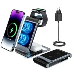 Produktbild: Ladestation für Apple Watch und iPhone iPod 3 in 1 Faltbare, Reise Ladestation für iPhone 16 15 14 13 12 11 Pro Max, Apple Wireless Charger für iWatch 10/9/Ultra/8/7/6/SE/5/AirPod Pro 3 2