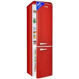 Produktbild: Bomann® Retro Kühl-Gefrier-Kombination mit 250 L Nutzinhalt | Kühlen: 186 L und Gefrieren: 64 L | Kühlschrank mit LED-Beleuchtung | Fridge mit stufenloser Temperaturregelung | KGR 7328.1 rot