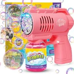 Produktbild: Bombble Automatische Seifenblasenpistole, Seifenblasenmaschine Gun Kinder 10000 Blasen/Minute mit 130ML Seifenblasenlösung, Blasenspielzeug Geschenk für Kinder/Geburtstag/Party, Bubble Gun Machine