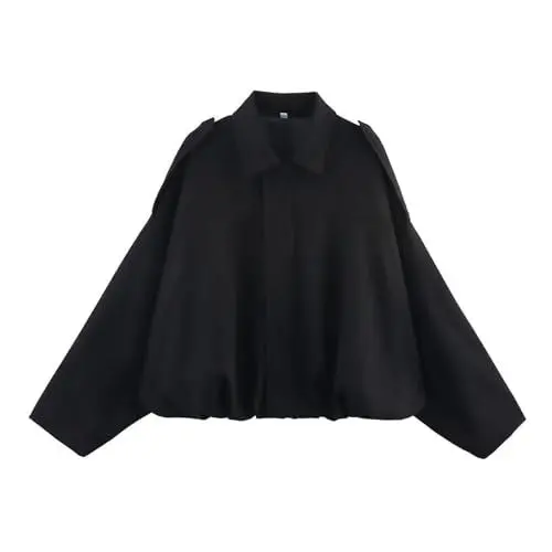 Produktbild: Bomberjacke Wildlederjacke für Damen,Kurz übergangsjacke,Revers Lederjacke mit Zip Tasche,lange Ärmel lässig Übergröße Y2k Jacke,Fashion Winterjacke für Übergangszeit