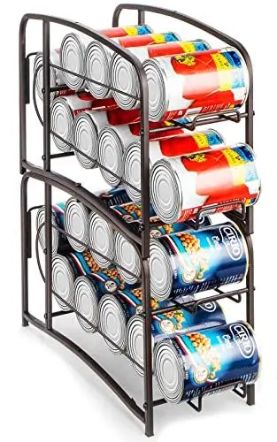 Produktbild: Bomclap Rollen Dosenspender Dosenhalter Kühlschrank Organizer, 2er Set Kühlschrank Dosenspender für Getränkedosen Bier Konserven Aufbewahrung, Kühlschrank Organizer für 24 Dosen, Bronze