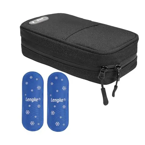 Produktbild: BOMKEE Insulin Kühltasche, Insulin und Spritzentasche isolierte Tasche Organizer Insulin Tragetasche Reisetasche mit 2 Kühlpacks für Insulinpens, Nadeln und Diabetesbedarf