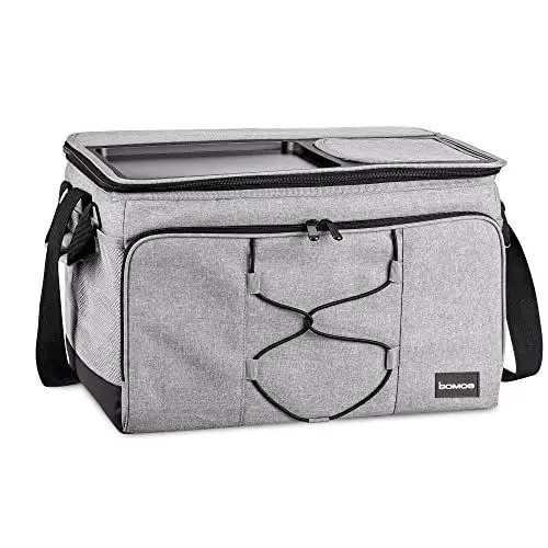 Produktbild: bomoe 45 Liter Kühltasche faltbar - Outdoor Kühlbox 16h Kühlfunktion mit Trageriemen, wasserdichte Picknicktasche Thermotasche mit Abstellfläche, Isoliertasche Grau - IceBreezer KT43