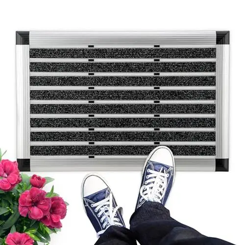 Produktbild: bomoe Fussabtreter Aussenbereich Alu Fußmatte 40x60 cm rutschfest Rostfrei AluGant Haustür Fußabtreter Außen Schuhabstreifer– Eingangsmatte Alu-Fußmatten Fußabstreifer Aussen Abtreter Fußmatte Außen