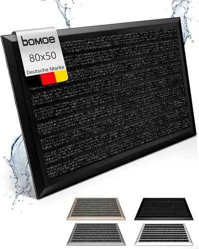 Produktbild: bomoe Fußmatte Außen 50x80 cm – rutschfest Rostfrei Fussabtreter Aussenbereich – Outdoor-Fußmatte Eingang Fußabstreifer Außen Gitter Fusmattenteppich Anthrazit – AluGant