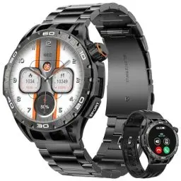 Produktbild: bomow Smartwatch Herren mit Metallband, 1,43'' AMOLED Militär Smart Watch mit Telefonfunktion, 100+Sportmodi Fitnessuhr, IP68 Wasserdicht Fitness Tracker mit Herzfrequenz, Stress, Schlafmonitor
