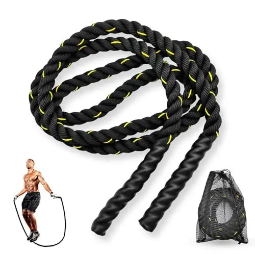 Produktbild: Bomvabe Schweres Springseil Erwachsene für Fitness 1,3 kg, 3 m Langes Box Springseil Profi für Muskelaufbau Training Fitnessstudio Indoor Outdoor, Schwarz