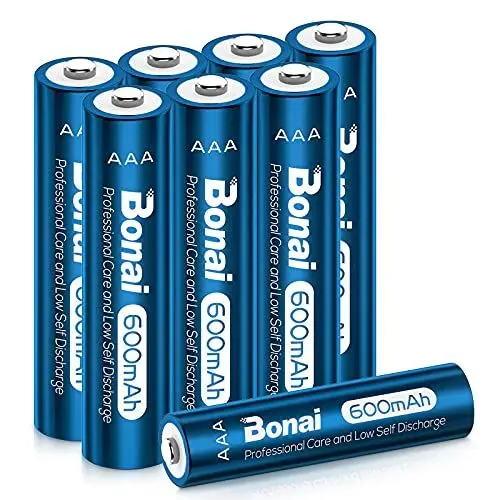 Produktbild: BONAI Akku AAA 600mAh Wiederaufladbare Solarleuchten Garten Batterien 1,2V AAA Accu NI-MH Aufladbare Solar Bodenleuchten Akkubatterien geringe Selbstentladung (8 Stück)