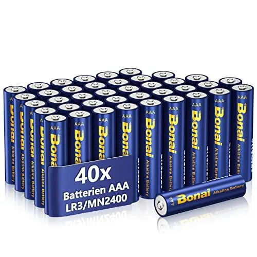 Produktbild: BONAI Longlife Alkaline Batterien AAA (40 Stück) 1,5V Micro LR03 Alkalibatterien, leistungsstark, Ideal für Wecker, Fieberthermometer, Dekorative Lampen und andere Geräte mit Hohem Energiebedarf