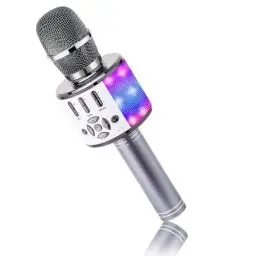 Produktbild: BONAOK Bluetooth-Mikrofon, kabellos, Mikrofon für Kinder mit LED-Lichtern, Mini-Karaoke-Maschine für Party/Haus/Geburtstag, kompatibel mit Bluetooth iOS Android (Space Grau)