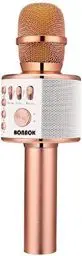 Produktbild: BONAOK Bluetooth Karaoke Mikrofon Kinder, Drahtlose Dynamisches Mikrofon mit Lautsprecher, Familie Party Podcast Auto Bluetooth Mikrofon Kabellos, Kompatibel mit Android/IOS(Rose Gold)