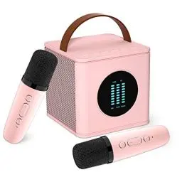 Produktbild: BONAOK Karaoke Maschine Kinder, Bluetooth Karaoke Anlage mit 2 Mikrofonen Kinder Erwachsene, Kinder Karaoke Mikrofon zum Aufladen, Mikrofon Singen Kabellos Spielzeug(Rosa)