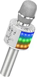 Produktbild: BONAOK Karaoke Mikrofon Kinder, Sing Mikrofon Für Kinder,Heim KTV Bluetooth Karaoke Maschine,Tragbarer Kinder Karaoke Mikrofon Maschinen,Party Lautsprecher für Smartphone PC(Q78 Siber)