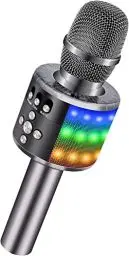 Produktbild: BONAOK Karaoke Mikrofon Kinder, Sing Mikrofon Für Kinder,Heim KTV Bluetooth Karaoke Maschine,Tragbarer Kinder Karaoke Mikrofon Maschinen,Party Lautsprecher für Smartphone PC(Q78 Weltraum Grau)