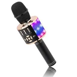 Produktbild: BONAOK Mikrofon für Kinder Drahtlos, Magic Sound Karaoke-Mikrofon, 4 in 1 Bluetooth Karaoke Maschine, Karaoke Mikrofon Gesangsmaschine für Erwachsene, für Party/Outdoor/Reisen (Schwarzgold)