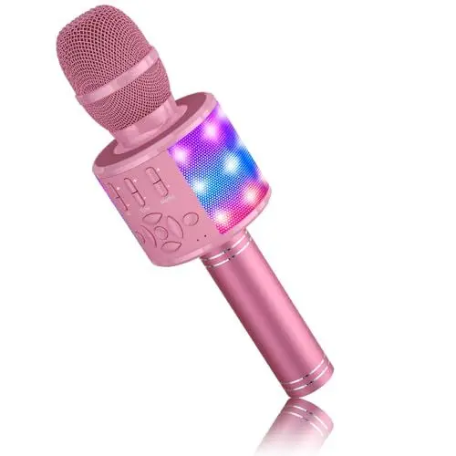 Produktbild: BONAOK Mikrofon für Kinder Drahtlos, Magic Sound Karaoke-Mikrofon, 4 in 1 Bluetooth Karaoke Maschine, Karaoke Mikrofon Gesangsmaschine für Erwachsene, für Party/Outdoor/Reisen (Rosa)
