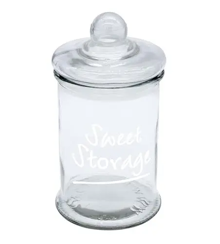 Produktbild: Bonboniere mit luftdichtem Deckel 23 x 12 cm - 1,25 L - Dekoratives Süßigkeiten Vorratsglas mit Aufdruck - Sweet Storage Deko Bonbonglas Keks Dose Candy Bar Glas