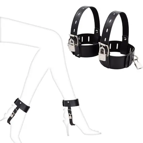 Produktbild: Bondageset Fessel Set Frauen High Heels Fesseln Leder Fußfesseln mit 4 Schloss,BDSMs Fesseln Set,Fesseln für Frau,Fetisch High Heel Fixer Anti Shedding Riemen,BDSMs Spielzeug Extrem für Frauen