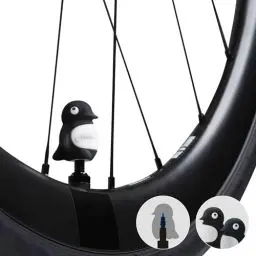 Produktbild: BONE Reifen Charakter, Ventil Schaft Kappe, 2 Stück waschbare Ventilkappen aus Silikon, korrosionsbeständig, universelle Stielabdeckungen für Fahrräder, Autos, Lastwagen, Motorräder und SUVs, Penguin