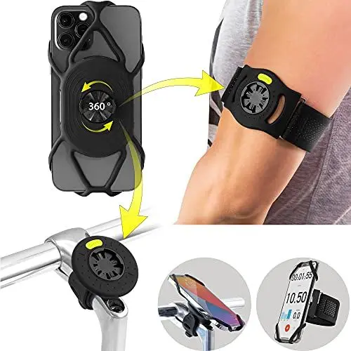 Produktbild: BONE 360° Drehbarer 2 IN 1 Abnembare Handyhalterung zum Joggen Radfahren, Universales Sportarmband Fahrradhalterung für Smartphone 4,7-7,2 Zoll, Fahrradcomputer Garmin - Run + Bike Tie Connect Kit