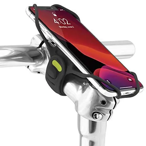 Produktbild: BONE Handyhalterung Fahrrad für Vorbau Befestigung, Stoßdämpfer Handyhalter Staße- Renn- und Tourenrad, Fahrrad Handyhalterung für Smartphone 4,7-7,2 Zoll iPhone Samsung - Bike Tie Pro 3 - Schwarz