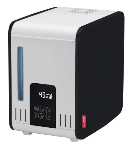 Produktbild: BONECO Verdampfer S450 I Luftbefeuchter I 7L Wassertank I Räume bis 100 m² I Aroma Funktion I Touch-Bedienung I AUTO-Modus & Timer I CLEANING-Mode I Warmer Nebel I Programmierbarer Hygrostat (weiß)