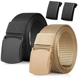 Produktbild: Boneke Nylon Gürtel, 2er Pack Männer Arbeitsgürtel, Verstellbarer Outdoor Stoff Gürtel Schnell durch die Flughafen sicherheit, Metalls Schnall+Kunststoff Schnall
