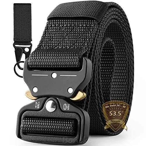 Produktbild: Boneke Taktischer Gürtel, Arbeitsgürtel Herren mit Schnellverschluss Metallschnalle, Militär Gürtel für Outdoor Sport und Taktische Ausbildung 53.5”(136cm)