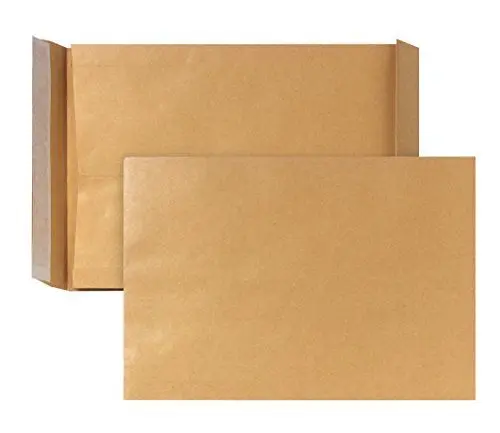 Produktbild: Bong Faltentasche C4 (10 Stück), haftklebende Faltentaschen mit Klotzboden und Seitenfalte, Versandtaschen aus braunem Kraftpapier, 324x229x40 mm, 130g/m²