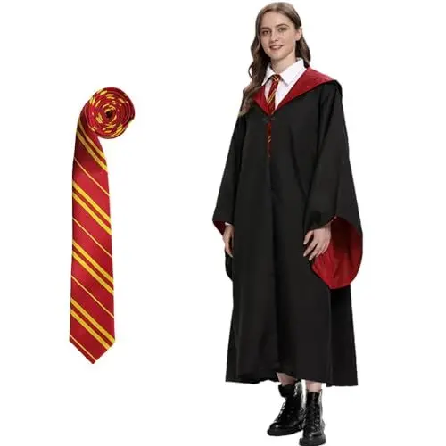 Produktbild: BONHHC Kostüme Für Erwachsene, Kostüm Kinder,Schuluniform,Zauberer Cosplay Kostüm, Magische Party Karneval Verkleidung Fasching Halloween Kostüm,(Magisches Gewand + Krawatte) (Rot, S)