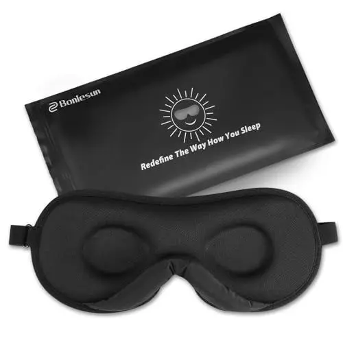 Produktbild: Boniesun Schlafmaske, Mbequeme Verdunkelungs-Augenmaske für Frauen und Herren, leichte Schlafbrille zur Entspannung, tragbare atmungsaktive 3D Schlafmaske zum Reisen/Meditation/Nickerchen