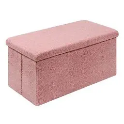 Produktbild: Bonlife Sitzbank mit Stauraum, Faltbare Sitzbank, Samt Fußhocker Truhen Aufbewahrungsbox mit Deckel, Rosa, 80 x 40 x 40 cm