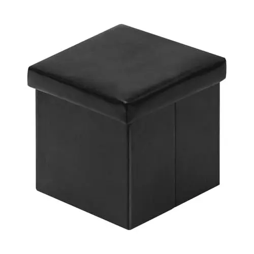Produktbild: Bonlife Sitzhocker Mit Stauraum Sitzbank Faltbar Buecher Aufbewahrungsbox Klein Sitz Box Faltbox mit Deckel Schwarz 30x30x30cm