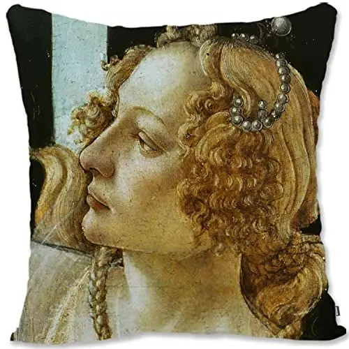 Produktbild: BONNIU Dekorativer Kissenbezug mit Reißverschluss 40X40 cm Samt Kissenschutzbezug Porträt Der Renaissance Kunst - Botticelli - Le Printemps SB009