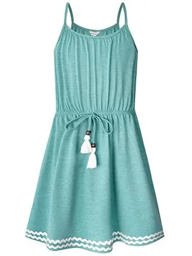 Produktbild: BONNY BILLY Mädchen Kleider Kinder Freizeit Sommerkleid Strandkleid Trägerkleid 10-11 Jahre/140-146 Grün-2