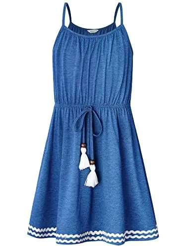 Produktbild: BONNY BILLY Mädchen Kleider Kinder Freizeit Sommerkleid Strandkleid Trägerkleid 5-6 Jahre/110-116 Dunkelblau