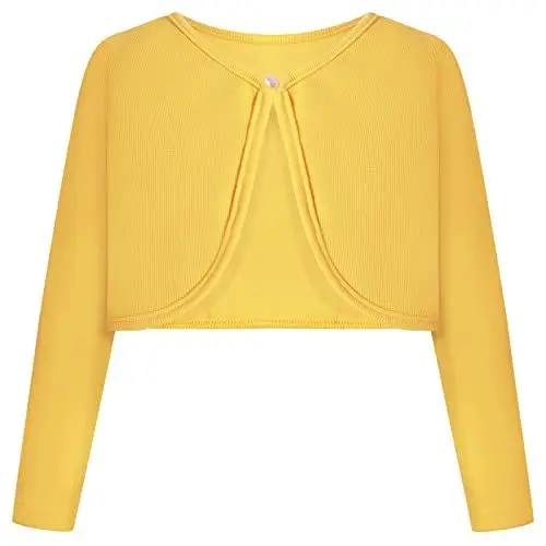 Produktbild: BONNY BILLY Mädchen Strickjacke Langarm Baumwolle Kinder Bolero Jacke 10-11 Jahre/140-146 Gelb