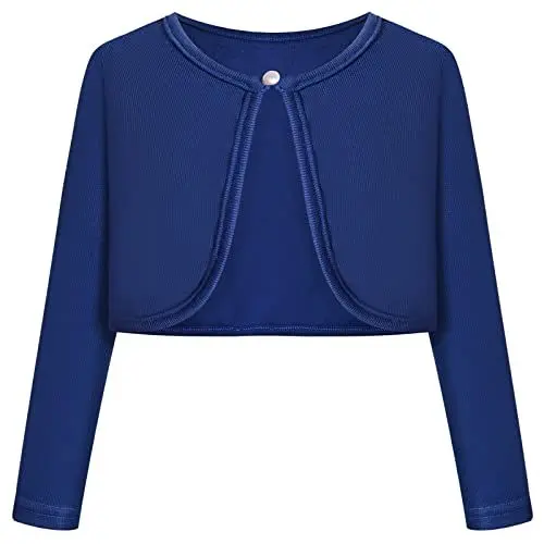 Produktbild: BONNY BILLY Mädchen Strickjacke Langarm Baumwolle Kinder Bolero Jacke 10-11 Jahre/140-146 Blau