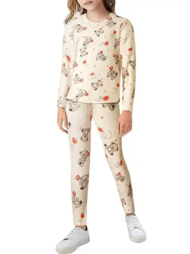 Produktbild: BONNY BILLY Thermounterwäsche Funktionsunterwäsche Skiunterwäsche Set Kinder Mädchen Jungen Winter Fleece Oberteil und Leggings 4-5 Jahre/104-110 Bär