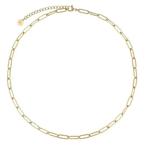Produktbild: BONNYBIRD® Gliederkette Gold Damen Kette ohne Anhänger Gold Schmuck Gliederkette Edelstahl Kette Damen ohne Anhänger Goldkette Damen Gliederhalskette