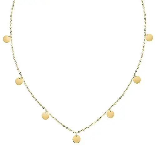 Produktbild: BONNYBIRD® Goldkette Damen - Kette mit Plättchen, Kette Gold Plättchen Coins Layering Kette Gold Anhänger